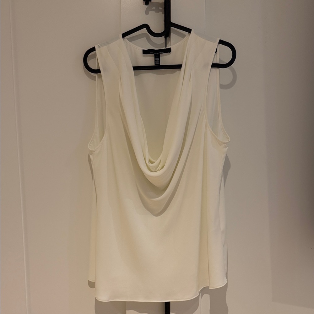 White House Black Market Cream Drape Neck Blouse